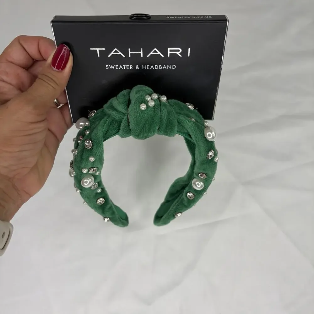 Tahari Green Embellished Head Band New, preppy, event, special occasion, casual